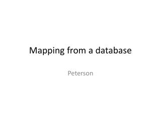 Mapping from a database