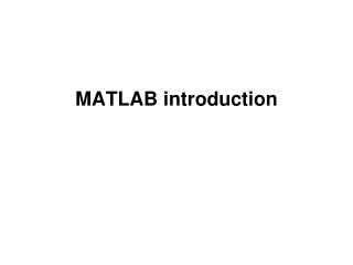 MATLAB introduction