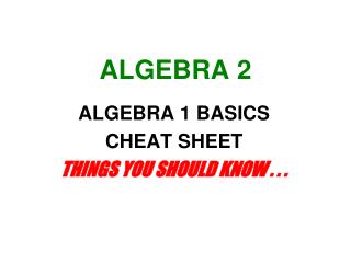 ALGEBRA 2