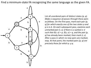 Pair (2, 1) is marked on the first pass because 2 is an accepting state and 1 is not.