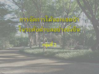 การจัดการไม้นอกเขตป่า ในระดับตำบลอย่างยั่งยืน