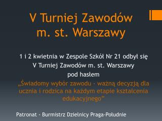 V Turniej Zawodów m. st. Warszawy