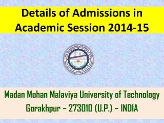 Details of Admissions in Academic Session 2014-15