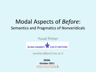 Modal Aspects of Before : Semantics and Pragmatics of Nonveridicals