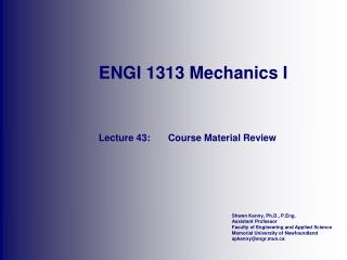 ENGI 1313 Mechanics I