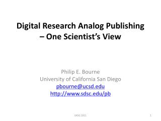 Digital Research Analog Publishing – One Scientist’s View