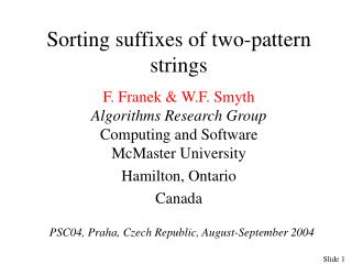 Sorting suffixes of two-pattern strings