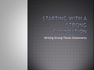 Starting with a Strong Foundation