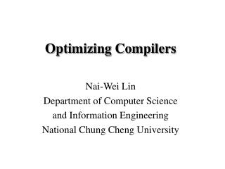 Optimizing Compilers