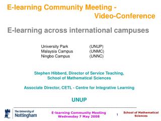 Stephen Hibberd, Director of Service Teaching, School of Mathematical Sciences