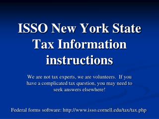 ISSO New York State Tax Information instructions