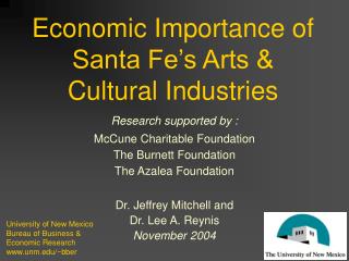 Economic Importance of Santa Fe’s Arts &amp; Cultural Industries