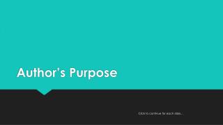 Author’s Purpose