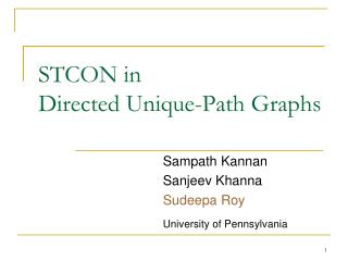 STCON in Directed Unique-Path Graphs