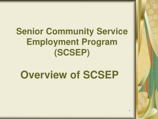 Senior Community Service Employment Program (SCSEP)