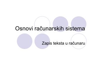 Osnovi računarskih sistema