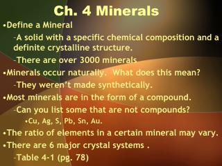 Ch. 4 Minerals