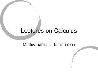 Lectures on Calculus