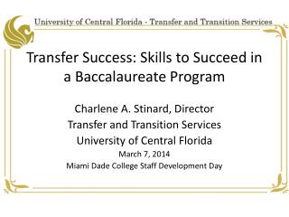 Transfer Success: Skills to Succeed in a Baccalaureate Program