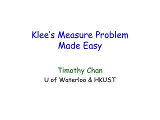 Klee’s Measure Problem Made Easy