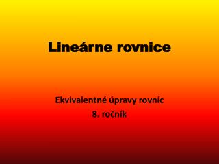 Lineárne rovnice