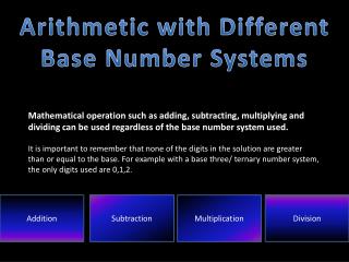 Arithmetic with Different Base Number Systems