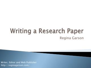 Writing a Research Paper