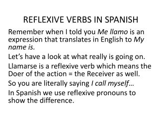 REFLEXIVE VERBS IN SPANISH