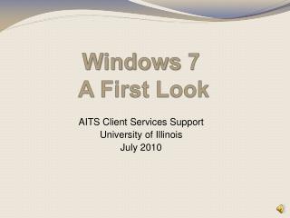 Windows 7 A First Look