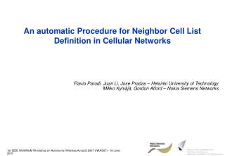 An automatic Procedure for Neighbor Cell List Definition in Cellular Networks