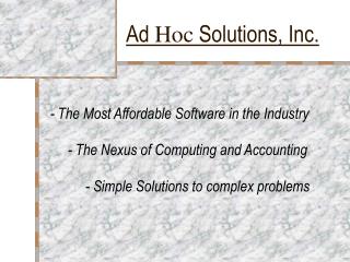 Ad Hoc Solutions, Inc.