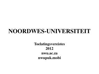 NOORDWES-UNIVERSITEIT