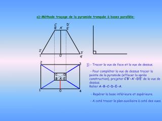 a)-Méthode traçage de la pyramide tronquée à bases parallèle:
