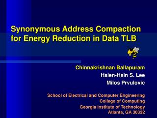 Synonymous Address Compaction for Energy Reduction in Data TLB