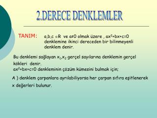 2.DERECE DENKLEMLER