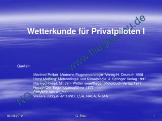 Wetterkunde für Privatpiloten I Quellen: