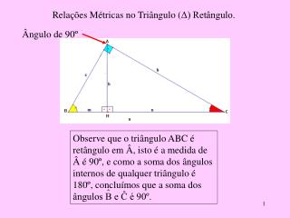 Relações Métricas no Triângulo ( Δ) Retângulo.