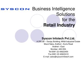 Business Intelligence Solutions for the Retail Industry