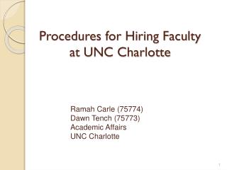 Procedures for Hiring Faculty at UNC Charlotte
