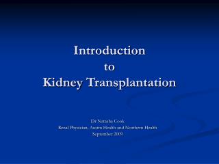 Introduction to Kidney Transplantation