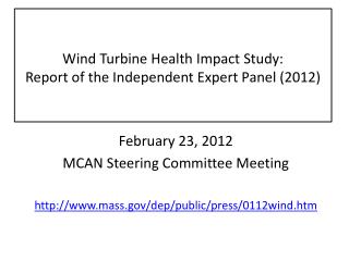 Wind Turbine Health Impact Study: Report of the Independent Expert Panel (2012)