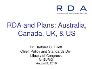 RDA and Plans: Australia, Canada, UK, &amp; US