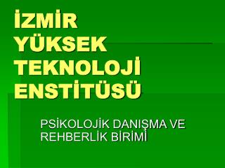 İZMİR YÜKSEK TEKNOLOJİ ENSTİTÜSÜ