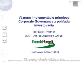 Význam implementácie princípov Corporate Governance z pohľadu investovania