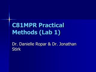 C81MPR Practical Methods (Lab 1)