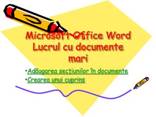 Microsoft Office Word Lucrul cu documente mari