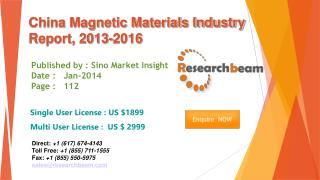 China Magnetic Materials Market Size, Share, Study 2013-2016