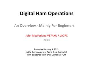 Digital Ham Operations
