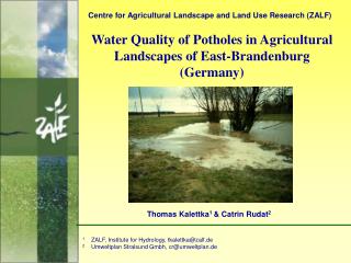 Water Quality of Potholes in Agricultural Landscapes of East-Brandenburg (Germany)