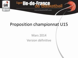 Proposition championnat U15